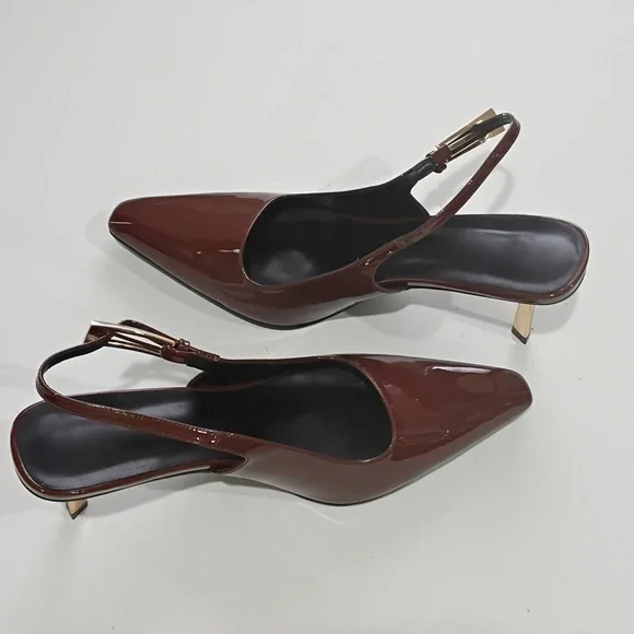 Iiimmu Chic Brown Slingback Heels Size 10 - Picture 11 of 14